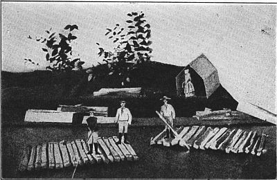 Fig. 126&mdash;Kindling-wood rafts that will float on real water.